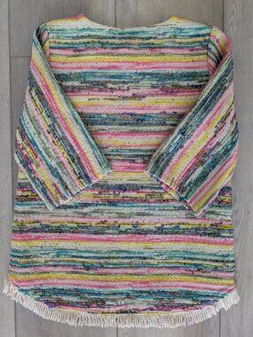 Anthropologie PEPIN Fringe Tweed Tunic ¾ Sleeve XS Made in NYC USA